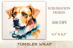 Dog tumbler wrap dog, done in watercolor style illustration for dog lovers. Design for tumbler sublimation. High quality and high resolution for printing and sublimation.