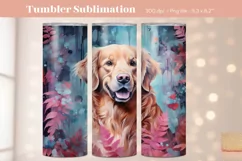 Dog Tumbler Wrap Golden Retriever Sublimation Tumbler Png
