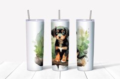 Watercolor Rottweiler Dog Tumbler Wrap, 20 oz Skinny Tumbler Product Image 3