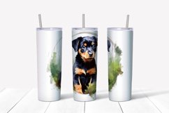 Watercolor Rottweiler Dog Tumbler Wrap, 20 oz Skinny Tumbler Product Image 5