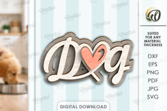 Dog Valentine's Day Tiered Tray Laser Cut. Wall Decor SVG Product Image 1