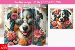 Floral Dog tumbler Hippie Shepherd tumbler Dog in sunglasses Product Image 1