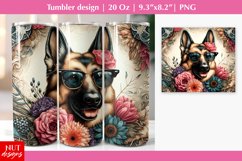 German Shepherd dog tumbler, floral dog face sunglasses Product Image 1