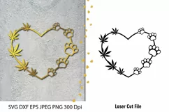 Weed and Pet Paw Heart SVG| Love Weed and Paw t shirt