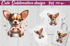 Cute Dog with Heart Sublimation | Dog clipart Product Image 1