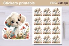 Dog with spring flowers sticker | Sticker funny dog Product Image 1
