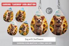 Earring Teardrop Dog and Sunflowers Product Image 1