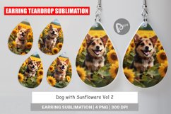 Earring Teardrop Dog and Sunflowers Product Image 1