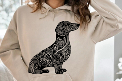 Floral Dog Silhouette, Botanical Clipart , Dog black silhoue Product Image 1