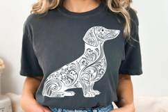 Floral Dog Silhouette, Botanical Clipart , Dog black silhoue Product Image 1