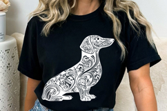 Floral Dog Silhouette, Botanical Clipart , Dog black silhoue Product Image 2