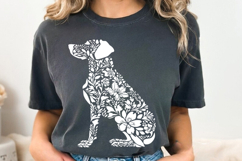 Floral Dog Silhouette, Botanical Clipart , Dog black silhoue Product Image 1