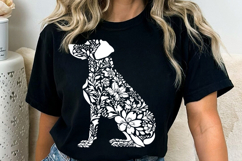 Floral Dog Silhouette, Botanical Clipart , Dog black silhoue Product Image 2
