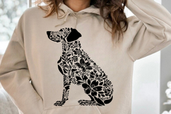 Floral Dog Silhouette, Botanical Clipart , Dog black silhoue Product Image 1