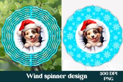 Christmas dog SAnta hat wind spinner sublimation PNG design