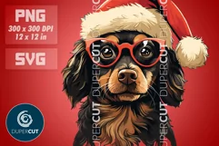 Cute dogs in Christmas hats - sublimation PNG / SVG Product Image 2