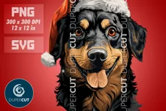 Cute dogs in Christmas hats - sublimation PNG / SVG Product Image 3