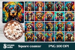 Dog stained glass coaster bundle sublimation design Product Image 1