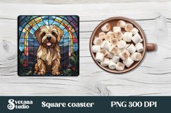 Dog stained glass square coaster sublimation PNG design Product Image 1