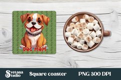 Bulldog square coaster sublimation PNG design Product Image 1