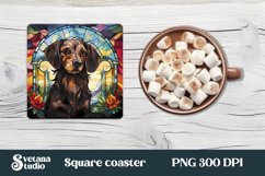 Dog stained glass square coaster sublimation PNG Product Image 1