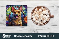 Dog stained glass square coaster sublimation design Product Image 1