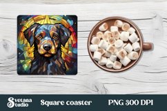 Dog stained glass square coaster PNG Product Image 1