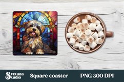 Dog stained glass square coaster Product Image 1
