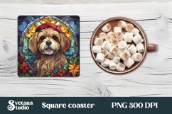 Dog stained glass coaster PNG sublimation Product Image 1