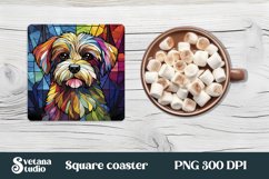 Dog stained glass coaster PNG sublimation design Product Image 1