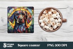 Dog stained glass coaster PNG sublimation | Square coaster Product Image 1