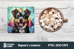 Dog stained glass coaster sublimation | Square coaster Product Image 1