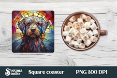 Dog stained glass coaster sublimation | Square coaster PNG Product Image 1