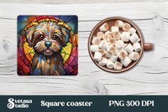 Dog stained glass coaster | Square coaster PNG Product Image 1
