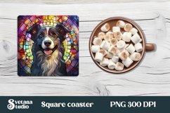 Dog stained glass coaster | Square coaster PNG design Product Image 1