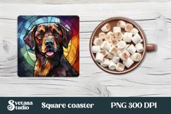 Dog stained glass coaster design | Square coaster PNG design Product Image 1