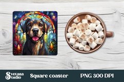 Dog stained glass coaster design | Square coaster design Product Image 1