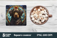 Dog stained glass coaster design | Square coaster animal Product Image 1