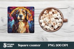 Dog stained glass coaster PNG design | Square coaster animal Product Image 1