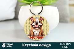 Funny dog bulldog keychain sublimation | Animal keyring Product Image 1