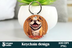 Funny dog bulldog keychain sublimation PNG | Animal keyring Product Image 1