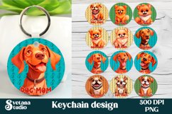 Funny dog keychain sublimation PNG bundle | Animal keyring Product Image 1