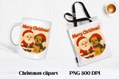 Christmas knitted dog clipart | Christmas animal sublimation Product Image 1