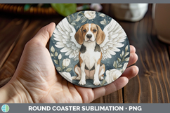 GorgeousDogs 01 Angel Round Coaster design.