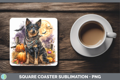 GorgeousDogs 01 Bandana Halloween Square Coaster design.