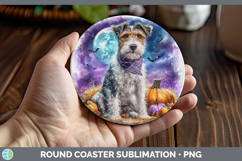 GorgeousDogs 01 Bandana Halloween Round Coaster design.