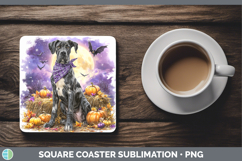 GorgeousDogs 01 Bandana Halloween Square Coaster design.