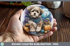 GorgeousDogs 01 Bandana Halloween Round Coaster design.