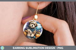 GorgeousDogs 01 Bandana Halloween Round Earrings design.