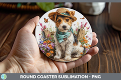 GorgeousDogs 01 Bandana Summer Round Coaster design.